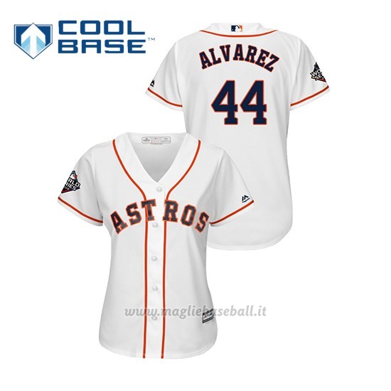 Maglia Baseball Donna Houston Astros 44 Y Ordan Alvarez 2019 World Series Bound Cool Base Bianco
